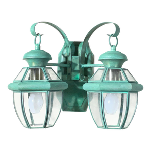 Vintage Brass 2-Light Outdoor Wall Lantern -15” W X 12”h X 8”h