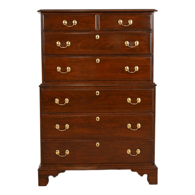 Harden Furniture Georgian Solid Cherry Wood Highboy Dresser For Sale