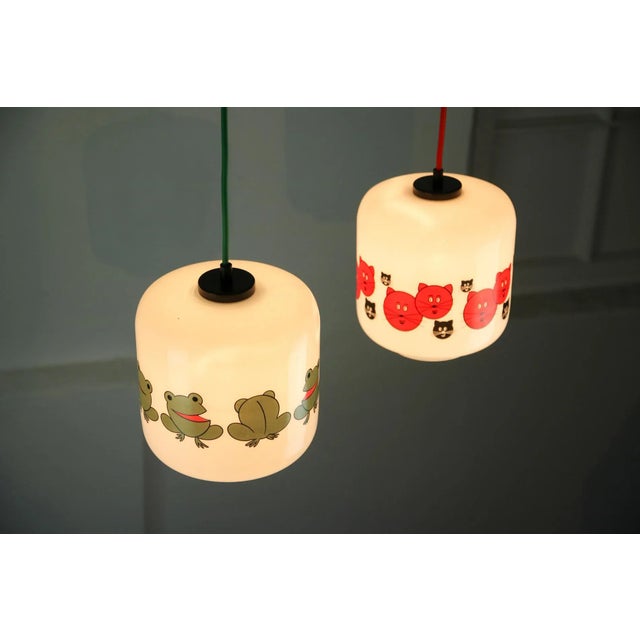 Glass Frogs and Cats Childrens Pendant Lamps, 1980s, Set of 2 For Sale - Image 6 of 16
