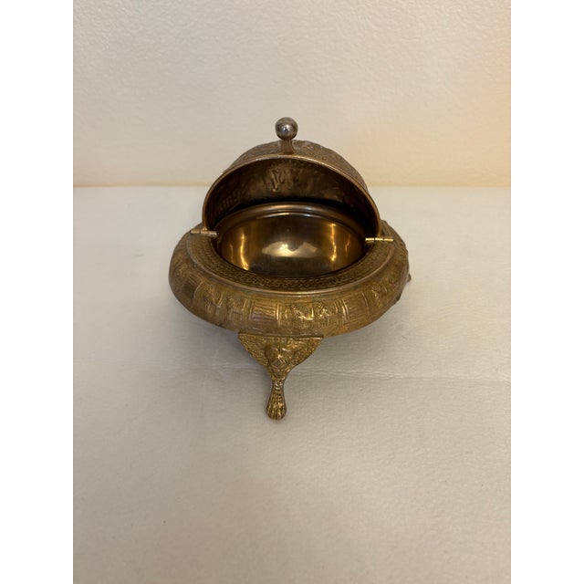 Mid-Century Modern Mid 20th Century Ornate Embossed Brass Roll-Top Caviar Server For Sale - Image 3 of 9