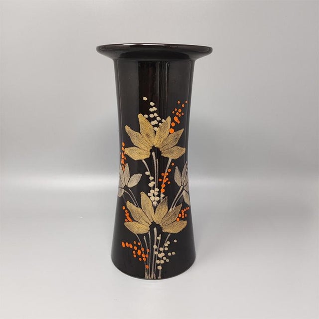 Vase in Hand-Painted Brown Ceramic, Italy, 1970s For Sale - Image 6 of 8