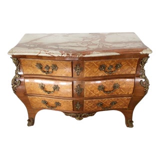 Louis XIV Style Chest of Drawers in Marquetry Wood with Chiseled Bronze For Sale