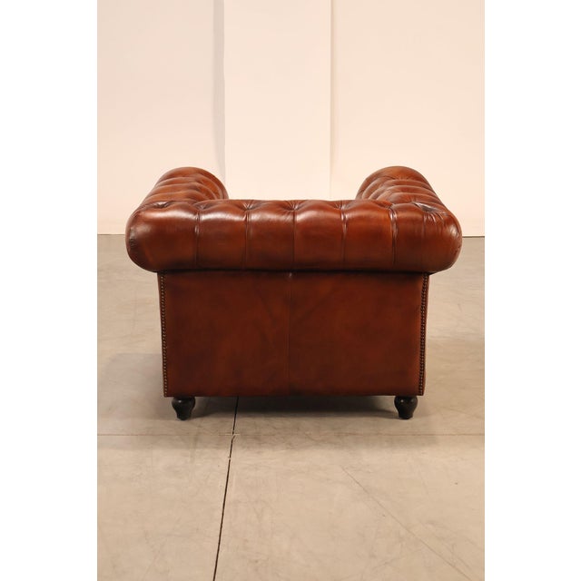 Chesterfield Style Tufted Brown Leather Club Chair For Sale - Image 14 of 16