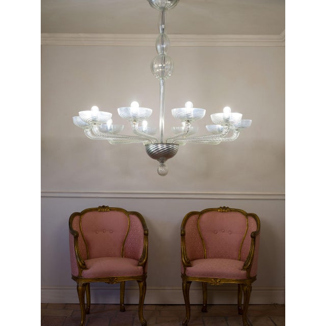 Glass Mid-Century Murano Glass 10-Light Chandelier, 1950s For Sale - Image 7 of 13