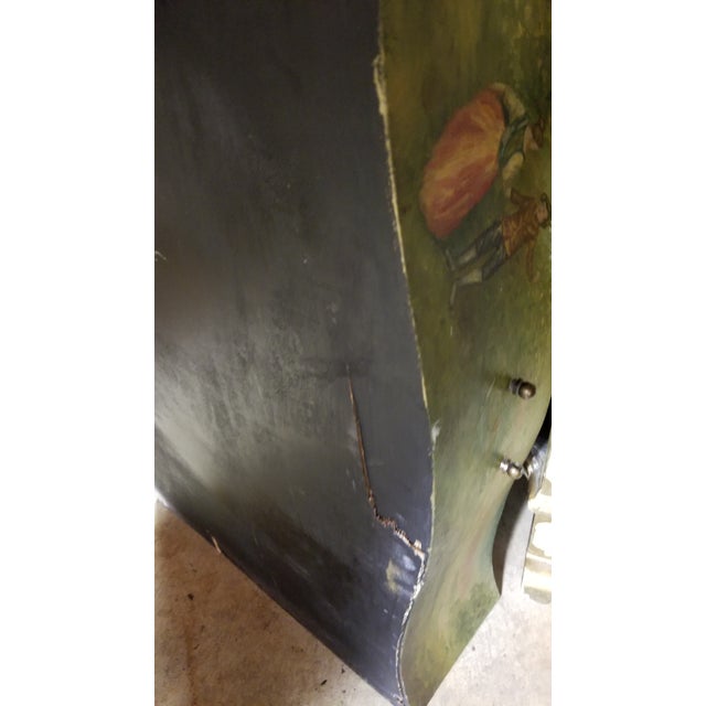 Victorian French Commode Scriban Writing Desk PAinting Couple For Sale - Image 12 of 13