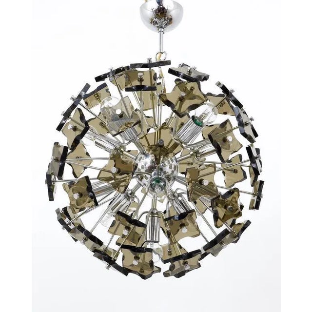 Silver Mid-Century Italian Sputnik Chandelier from Fontana Arte, 1960s For Sale - Image 8 of 11