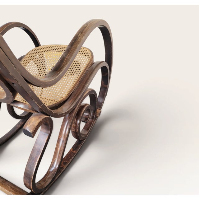 Antique Bentwood Beech and Cane Rocking Chair in the style of Thonet, 1890 For Sale - Image 11 of 18