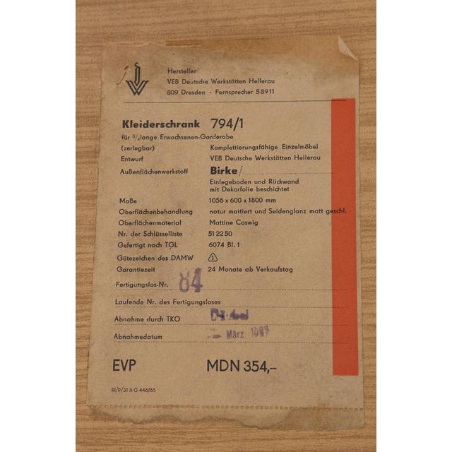Mid-Century Wardrobe in Birch from Hellerau, GDR, 1960s For Sale - Image 15 of 18