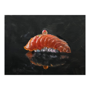 2025 Painting Salmon Nigiri Sushi Oil Canvas Board Still Life Food Not Framed Signed