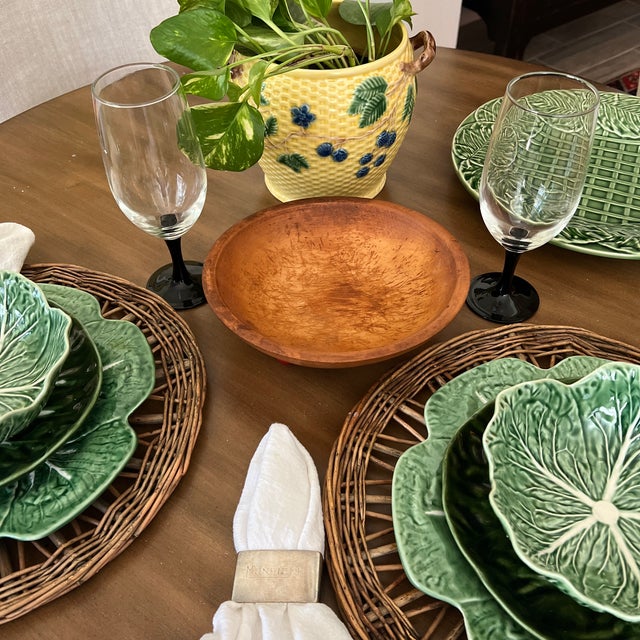 Vintage 1940s Munising Primitive Footed Wood Bowl with Red Feet, Signed