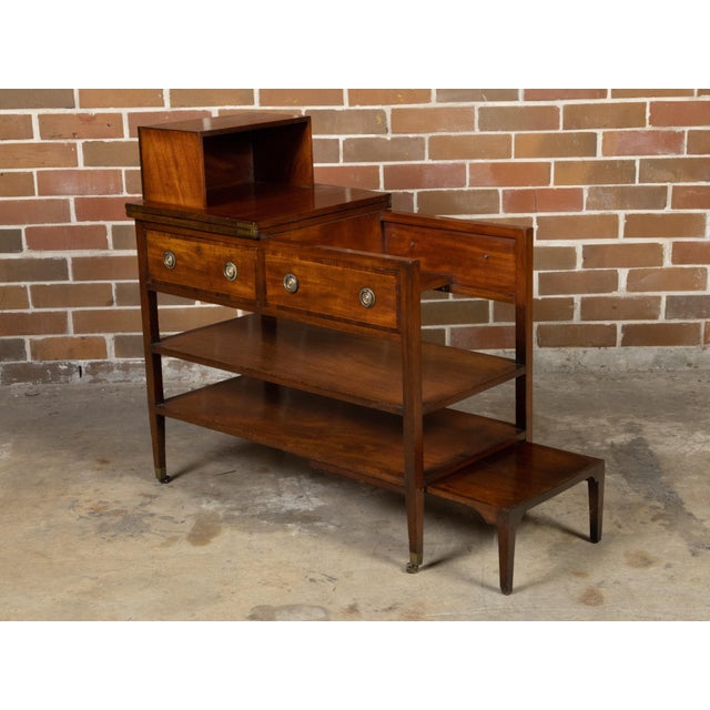 Brown English 19th Century Metamorphic Table with Lift Top, Drawers and Shelves For Sale - Image 8 of 12