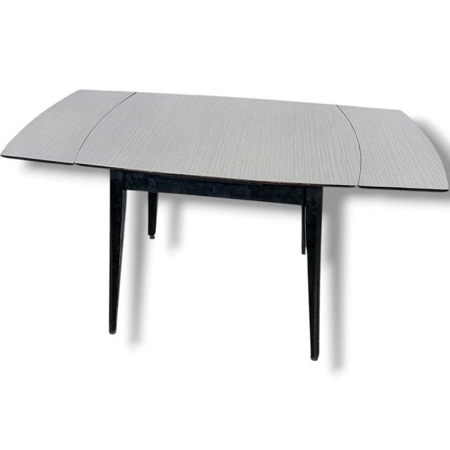 Extendable Dining Table with White Formica Top with Black Legs For Sale - Image 4 of 10