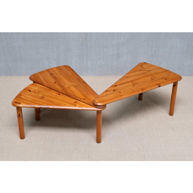 Swedish Modern Modular Fan-Shaped Coffee Table in Pine Wood, 1960s For Sale - Image 11 of 14
