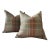 A Pair of 22” Down Filled Pillows in g.p. And J. Baker Mullberry Plaid Wool in Lovat Colorway For Sale