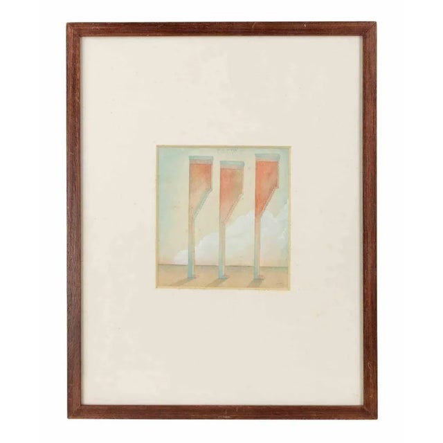 Modern Paolo Giarsetti, Superb Game, Watercolor, 1979 For Sale - Image 3 of 4