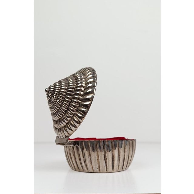 Metal Vintage Sundial Shell-Shaped Silver-Plated Metal Trinket Case Box, 1970s For Sale - Image 7 of 17