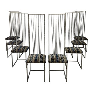 1990s Italian High Back Steel Chairs- Set of 8 For Sale
