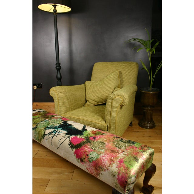 Antique Late Victorian Claw Ottoman in Timorous Beasties Pinyin Tree Velvet from Maple & Co, 1900s For Sale - Image 15 of 16