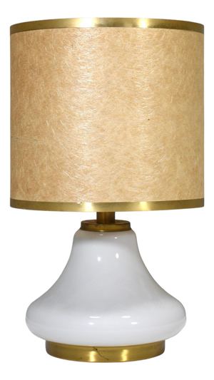 Large Italian Table Lamp in Opaline Glass and Brass, 1970s