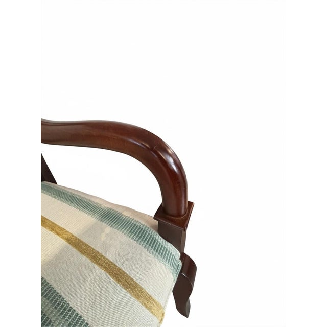 Cream Vintage Regency Style Mahogany Settee With Striped Upholstery For Sale - Image 8 of 11