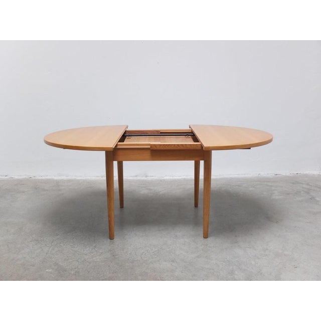 Brown Round Extendable Dining Table in Oak by Van Den Berghe-Pauvers, 1970s For Sale - Image 8 of 16