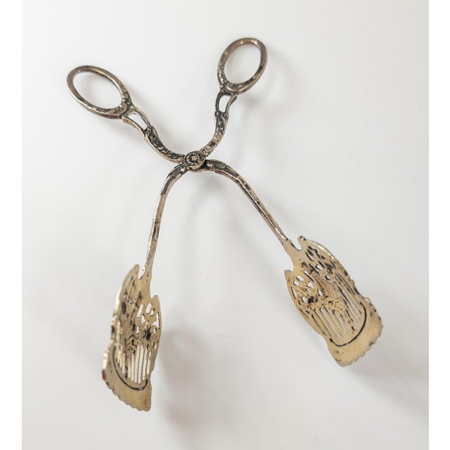 Gray 19th Century German 800 Silver Asparagus Tongs Serving Utensil For Sale - Image 8 of 9