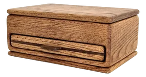 1970s American Craftsman Oak Wood Jewelry Box With Drawer