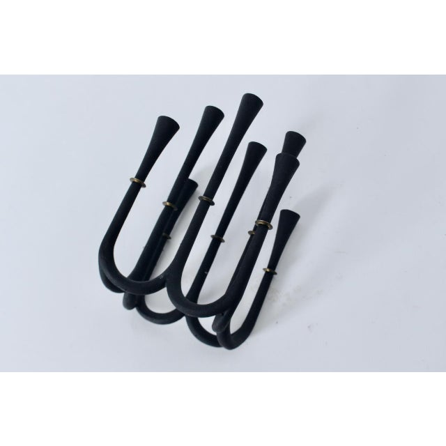 Mid-Century Jens Quistgaard for Dansk Cast Iron & Brass Eight Candlestick Candelabra For Sale - Image 11 of 12