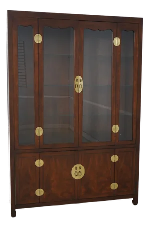 Henredon Asian Inspired Walnut China Cabinet