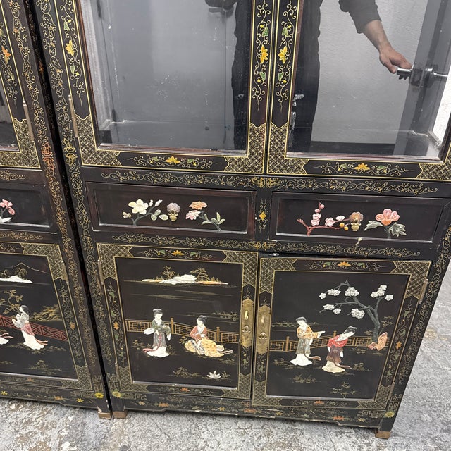 Circa 1970's Chinese Display Cabinets, Set of Three For Sale In San Francisco - Image 6 of 12
