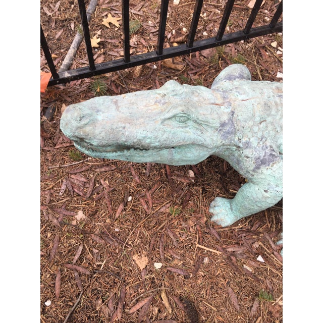 1980s Vintage Bronze Crocodile Statue For Sale In Detroit - Image 6 of 7