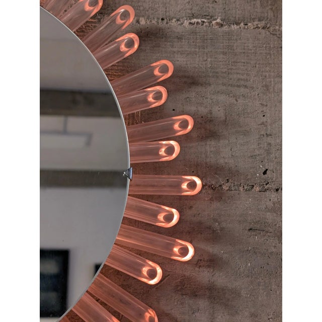 1970s Pink Sun Mirror Lamp, 1970s For Sale - Image 5 of 10