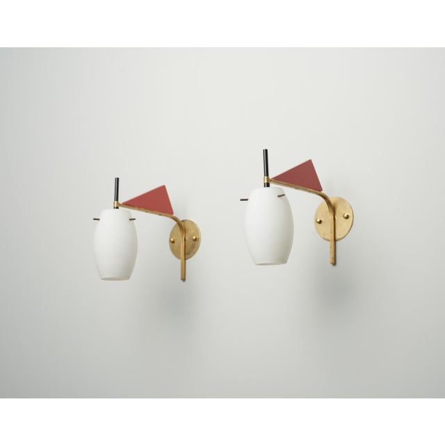 Gold Mid-Century Modern Italian Wall Lamps, 1950s, Set of 2 For Sale - Image 8 of 9