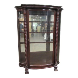 Mid 20th Century Spanish Revival Greek Key Curio Cabinet For Sale