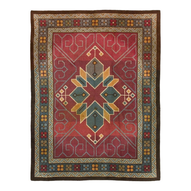 Vintage French Art Nouveau Rug With Medallion Design by Rug & Kilim, 1950-1959 For Sale