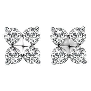 10K White Gold 1/2 Cttw Lab Grown Diamond Snowflake Stud Earrings For Sale
