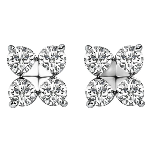 10K White Gold 1/2 Cttw Lab Grown Diamond Snowflake Stud Earrings For Sale