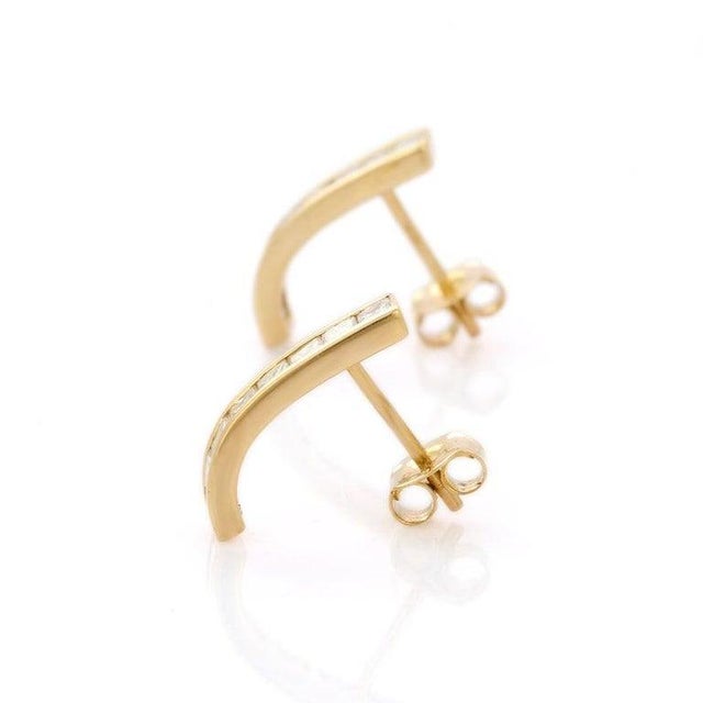 Diamond Long Stud Earrings Handcrafted in 14kt Solid Yellow Gold - 2 Pieces For Sale - Image 4 of 5