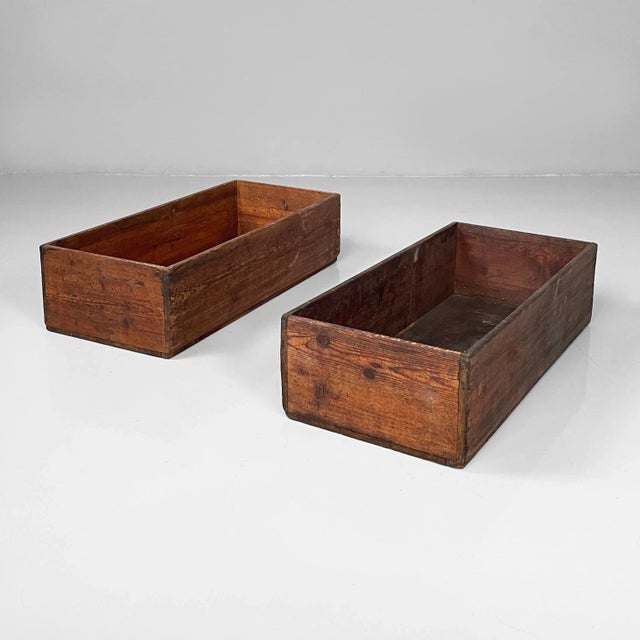 Industrial Italian Wooden Rectangular Boxes, 1920s, Set of 2 For Sale - Image 16 of 16