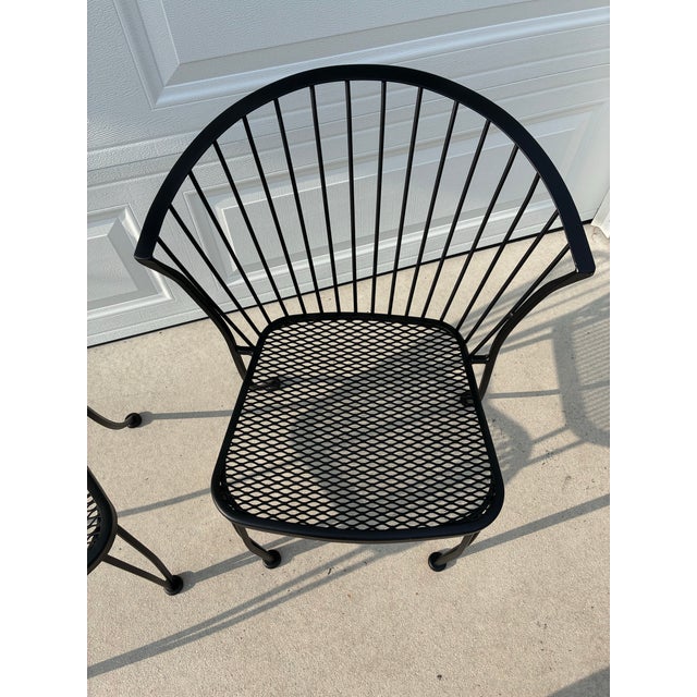 Russell Woodard Signed 1950's Russell Woodward Metal Pinecrest Dining Chairs Set of 2 For Sale - Image 4 of 12