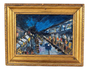 Cuca, Impressionist Night Street Scene, Oil Painting, Framed