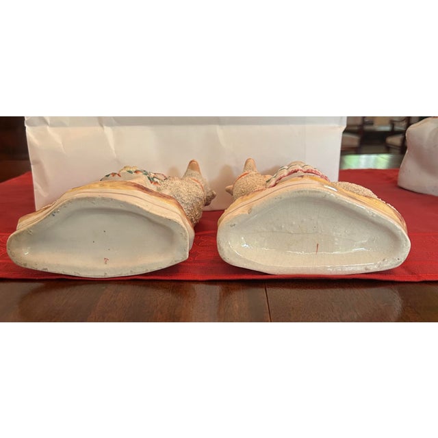 Pair of Antique Staffordshire Flatback Figurines, Pastoral Highland Nobles With Giant Sheep For Sale In New York - Image 6 of 6