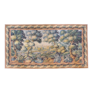 Large Vintage French Verdure Style Landscape Tapestry