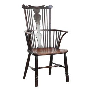 Antique 18th Century English Windsor Chair with Slatted Backrest For Sale