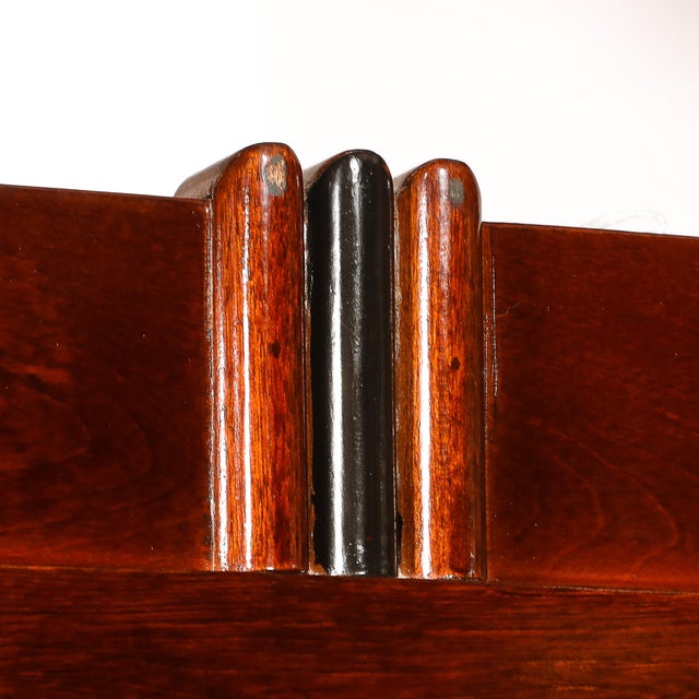 Art Deco Skyscraper Style Grandfather Clock in Walnut With Black Lacquer Accents For Sale - Image 13 of 13