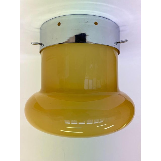 Mid-Century Hotel Design Ceiling Lamp in Glass and Metal, Czechoslovakia, 1970s For Sale - Image 9 of 11