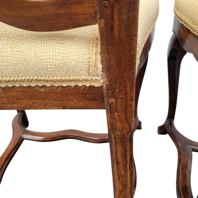 Pair 18th Century Italian Walnut Chairs Original Finish Hand Carved For Sale - Image 18 of 18
