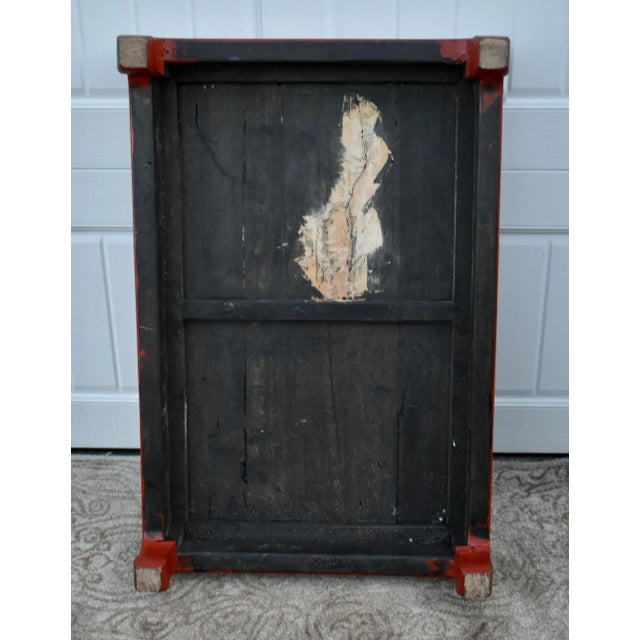 Antique Wood Trunk Table Vintage Chinese Red Lacquer Asian Stand Coffee For Sale In Philadelphia - Image 6 of 12
