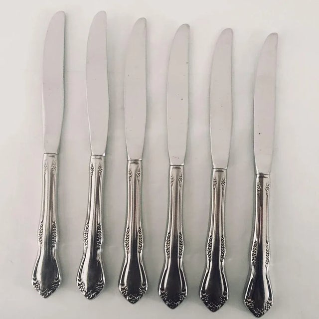 Floral Stainless Dinner Knives - Set of 6 For Sale - Image 4 of 5