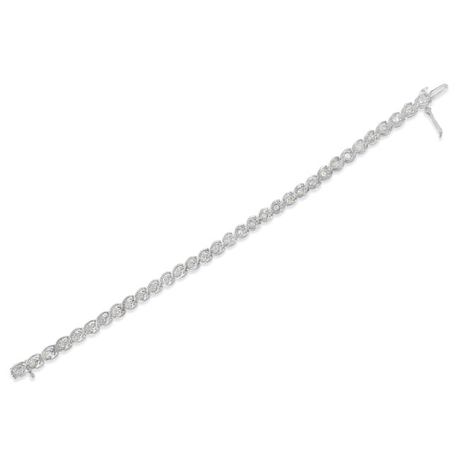 .925 Sterling Silver 2 cttw Miracle Plate Set Diamond Spiral Link Bracelet (I-J Color, I3 Clarity) -7" For Sale - Image 4 of 7